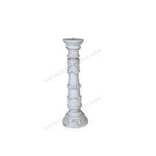 Wood Candle Stick White Finish 30 cm