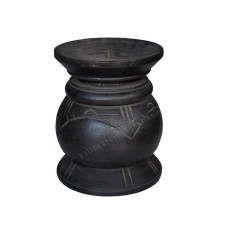 Wood Candle Holder Black Finish 20 cm