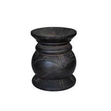 Wood Candle Holder Black Finish 15 cm