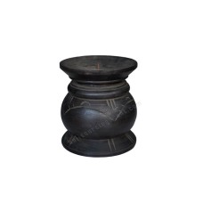 Wood Candle Holder Black Finish 10 cm