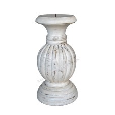 Wood Candle Holder Whitewash Finish 30 cm