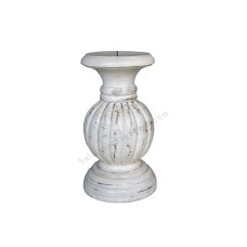 Wood Candle Holder White Washed 20 cm