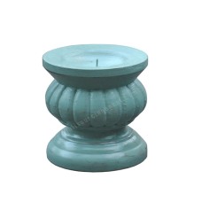 Wood Candle Holder Light Blue Finish 15 cm