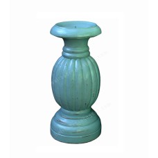 Wood Candle Holder Light Blue Finish 25 cm