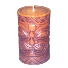 Candle Dark Brown Paint TIKI motif 11 cm