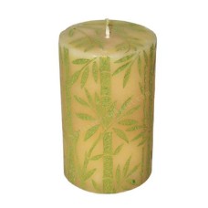 Candle Ivory Paint Green Bamboo 11 cm