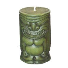 Candle Paint Green TIKI Motif 11 cm