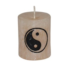 Votive Candle Ivory Yin Yank Motif 5 cm