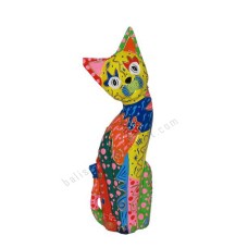 Wood Cat Painted Multicolored 30 cm