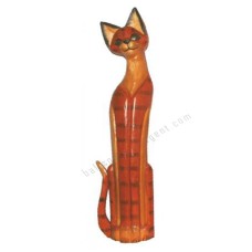 Wood Cat Brown Red Stripe Black 100 cm