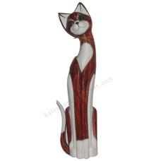 Wood Cat Rope Neck White Red 100 cm