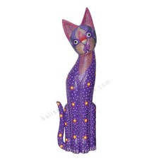 Wood Cat Purple Dots Aboriginal 60 cm