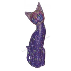 Wood Cat Purple Dots Aboriginal 30 cm