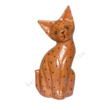 Wood Mini Cat Black Brown Dots 15 cm