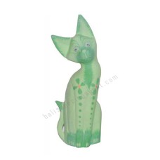 Wood Cat Light Green Painted Flower 25 cm