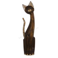 Wood Cat Antique Brown Striped Tail 100 cm