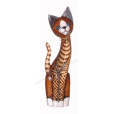 Wood Cat Brown White Striped 60 cm