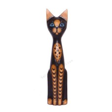 Wood Cat Black Brown Stripes 35 cm