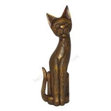 Wood Cat Golden Antique Painted 50 cm