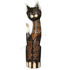 Wood Cat Black White Brown 50 cm