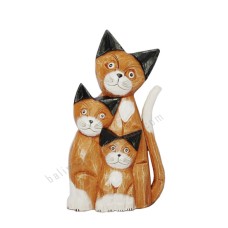 Wood Cat Family Black Beige White 25 cm