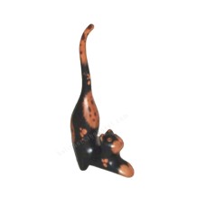 Wood Cat Stretching Black Brown 25 cm