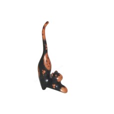 Wood Cat Stretching Black Brown 20 cm