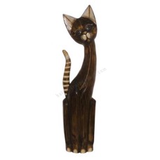 Wood Cat Antique Brown Striped Tail 80 cm