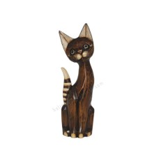 Wood Cat Antique Brown Striped Tail 40 cm