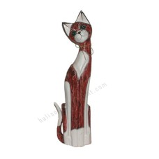 Wood Cat Rope Neck White Red 80 cm