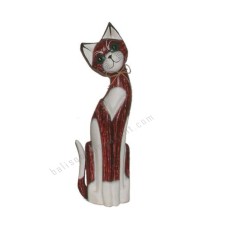 Wood Cat Rope Neck White Red 60 cm