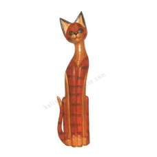 Wood Cat Brown Red Stripe Black 80 cm