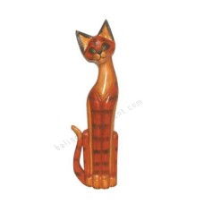 Wood Cat Brown Red Stripe Black 60 cm