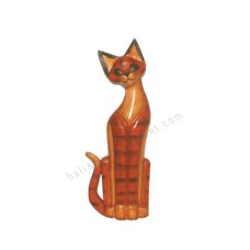 Wood Cat Brown Red Stripe Black 40 cm