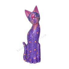 Wood Cat Purple Dots Aboriginal 50 cm