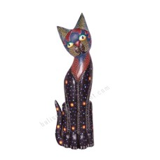 Wood Cat Black Dots Aboriginal 50 cm