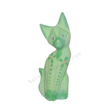 Wood Cat Light Green Painted Flower 20 cm