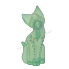 Wood Cat Light Green Painted Flower 15 cm