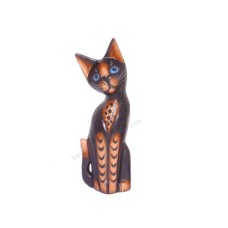 Wood Cat Black Brown Stripes 25 cm