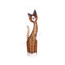 Wood Cat Brown White Striped 80 cm