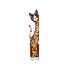 Wood Cat Brown White Striped 100 cm