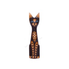 Wood Cat Brown Black Stripes 25 cm