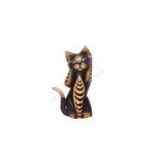 Wood Cat Black Brown Closed Ears 20 cm