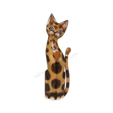 Wood Cat Painted Brown Big Dots 50 cm