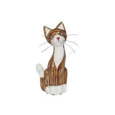 Wood Cat Mustache White Brown Wash 30 cm