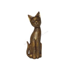 Wood Cat Golden Antique Painted 40 cm