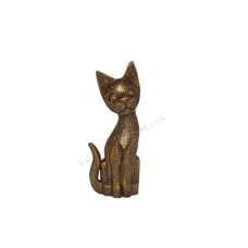 Wood Cat Golden Antique Painted 30 cm