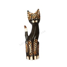 Wood Cat Black Leopard Motif 40 cm