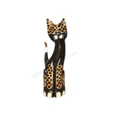 Wood Cat Black Leopard Motif 30 cm