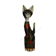 Wood Cat Black Golden Springs Neck 40 cm